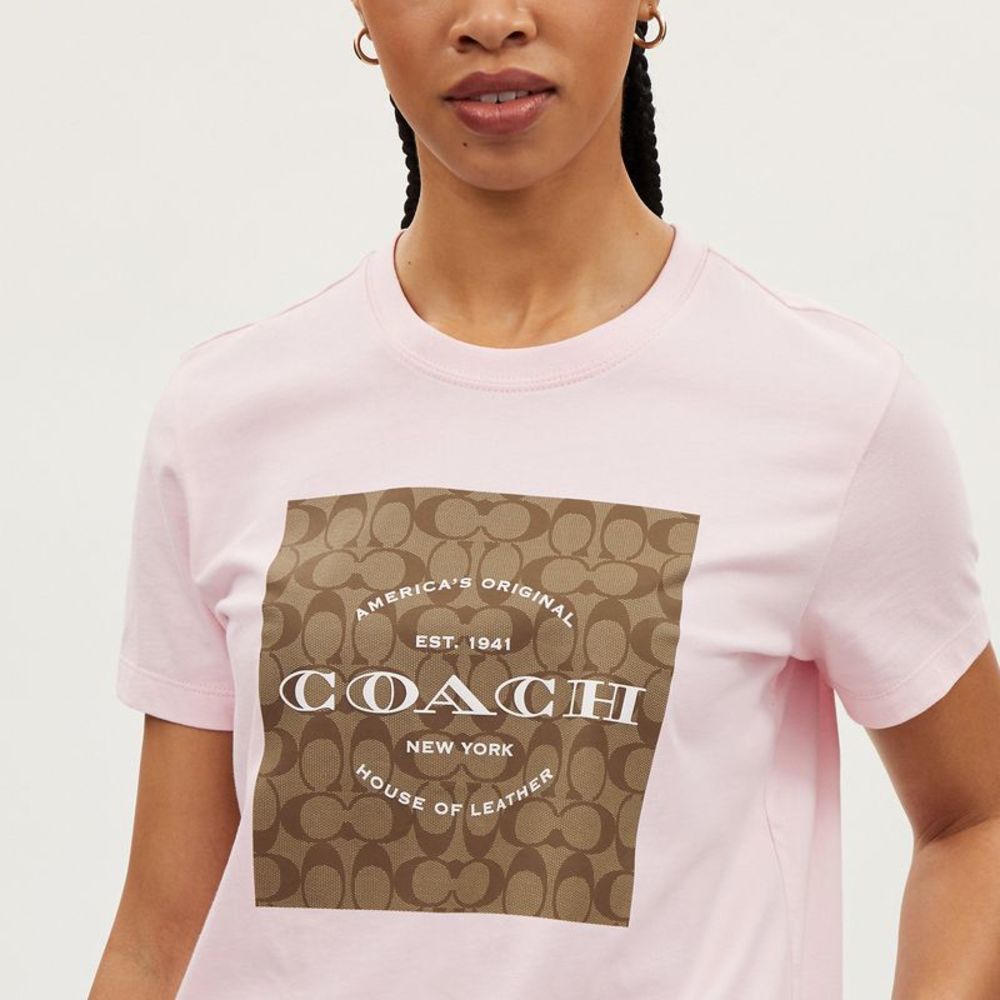 NWT Coach Outlet Signature T Shirt In Organic Cotton - Picture 5 of 6